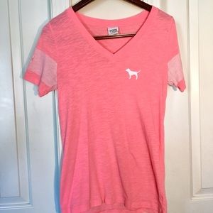 Pink light weight v-neck tee